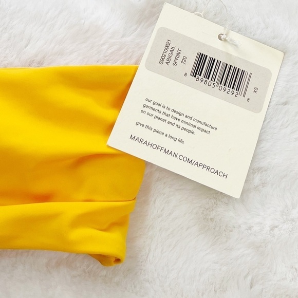 NWT Mara Hoffman Abigail Bandeau Tie Back Bikini Top Sprint Yellow - Picture 7 of 9